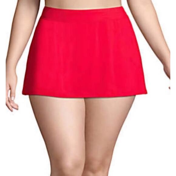 Lands' End Women's Tummy Control Swim Skirt in Red Plus Size 16 - Picture 1 of 10
